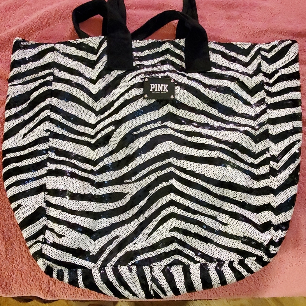 Sequined  Zebra print tote